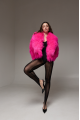 Women's natural llama fur coat in bright pink